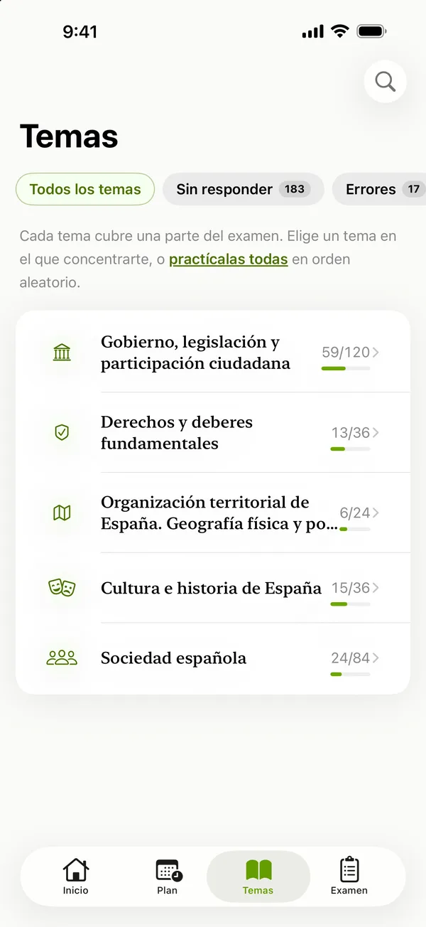 CCSE: Todas las preguntas. Ordenadas por tarea.